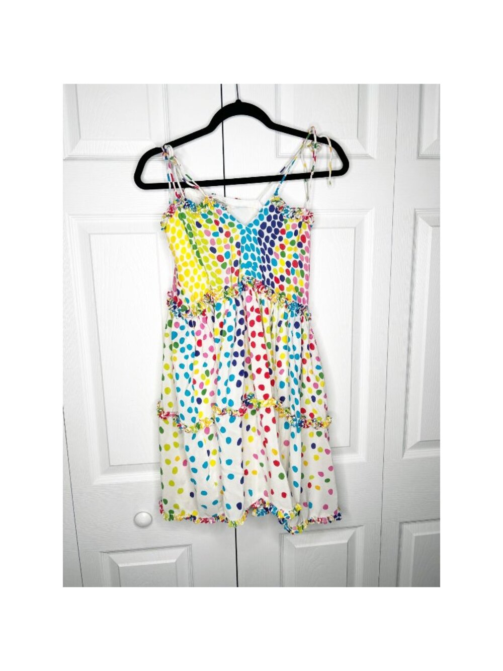 All Things Mochi Blessica White Multi-Color Dot Mini Dress Women's Size X-Small